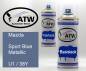 Preview: Mazda, Sport Blue Metallic, U1 / 38Y: 400ml Sprühdose + 400ml Klarlack - Set, von ATW Autoteile West.
